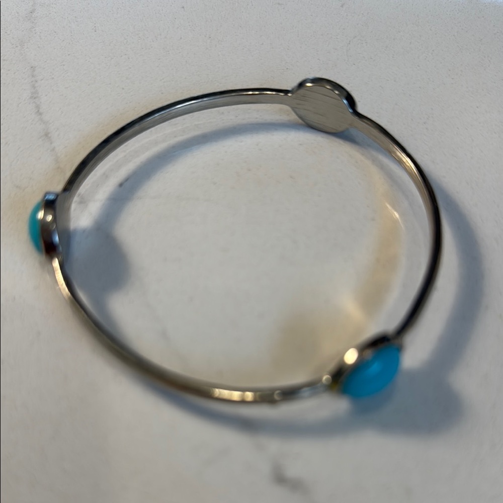 Silver and Blue Bangle Bracelet